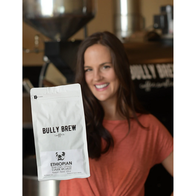 Organic denim Bully Brew Coffee tote bag