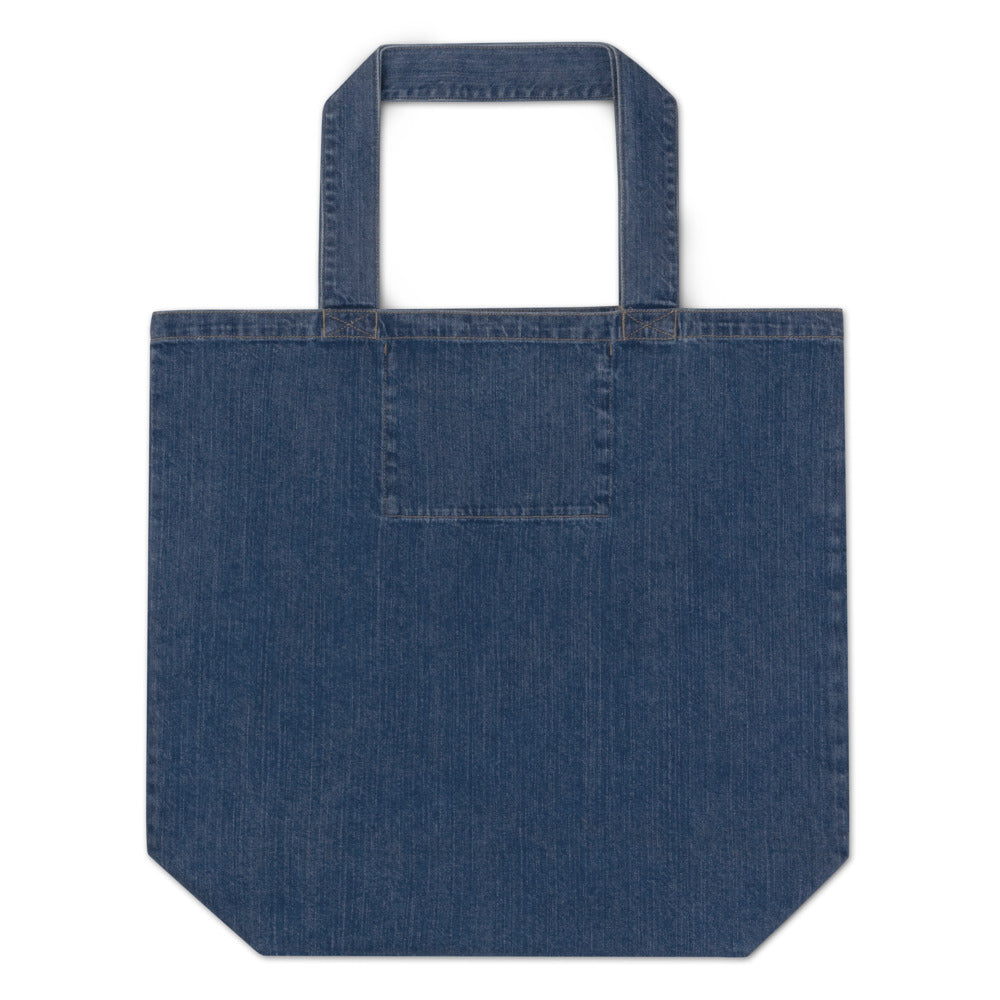 blue denim shoulder bag